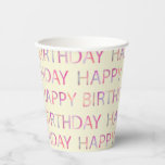 Pastel Happy Birthday Party Cups Pappbecher<br><div class="desc">Mit diesen pastellfarbenen Aquarelltassen "HAPPY BIRTHDAY" servieren wir Ihnen stilvolle Party-Drinks. Diese Becher sind spielerisch wiederholt in sanften Regenbogenfarben und eignen sich perfekt für Geburtstage,  Gender-neutrale Feiern und bunte Party-Themen. Verbinden Sie sie mit Tellern,  Servietten und Party-Dekoration aus unserer Geburtstagskollektion "Pop On Over" für eine perfekt abgestimmte Feier.</div>