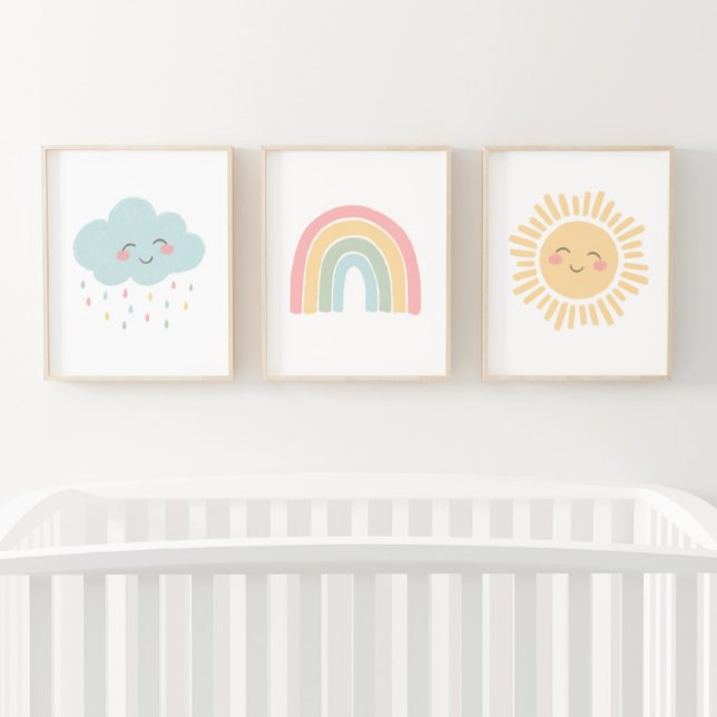 Pastel Happy Rainbow Sun Cloud Girl Kinderzimmer D Bilderwand Sets (Von Creator hochgeladen)