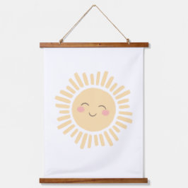 Pastel Happy Sun Kinderzimmer Dekoration Wandteppich Mit Holzrahmen