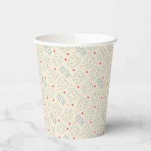 Pastel Happy Teeth Pattern Pappbecher