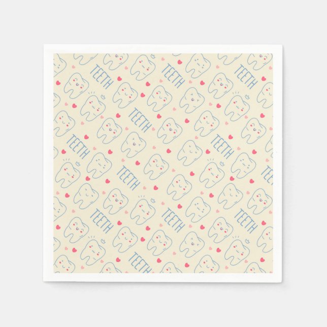 Pastel Happy Teeth Pattern Serviette (Vorderseite)