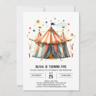 Pastel Happy Whimsy Circus Geburtstag Einladung