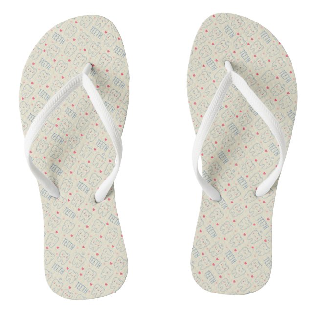 Pastel-Happy-Zähne-Muster Flip Flops (Fußbett)