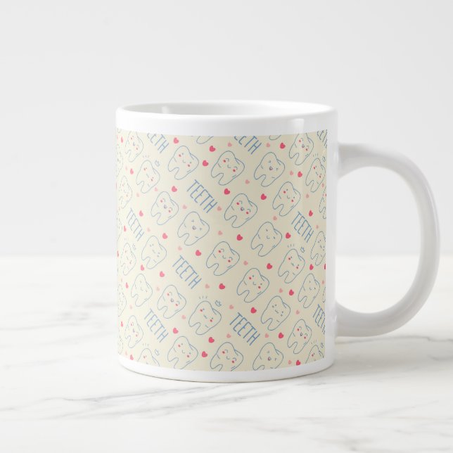 Pastel-Happy-Zähne-Muster Jumbo-Tasse (Rechts)