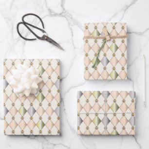 Pastel Harlequin Diamonds Wrapping Paper Geschenkpapier Set