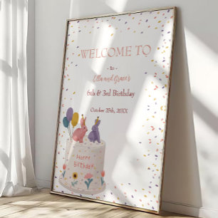 Pastel-Hasen-Gemeinsamer Geburtstag für Schwester  Poster