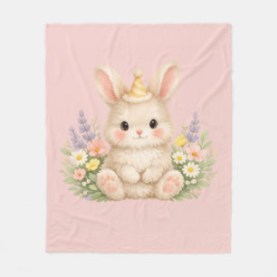 Pastel-Hasen-Wildblumen-Illustration für eine Magi Fleecedecke