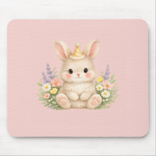 Pastel-Hasen-Wildblumen-Illustration für eine Magi Mousepad