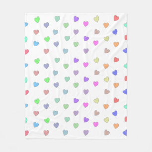 Pastel Heart Shape Muster Fleece Blanket