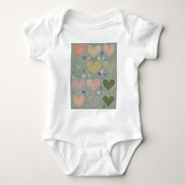 Pastel Heart Tapestry Baby Strampler