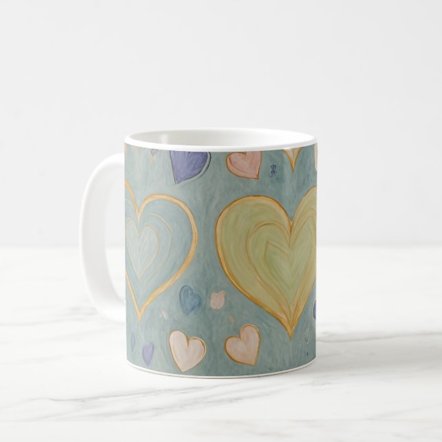 Pastel Heart Tapestry Kaffeetasse (Vorderseite Links)