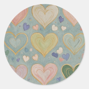 Pastel Heart Tapestry Runder Aufkleber