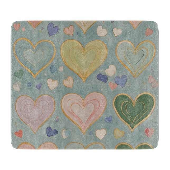Pastel Heart Tapestry Schneidebrett (Vorderseite)
