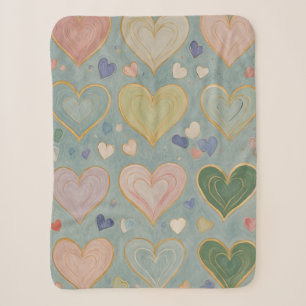 Pastel Heart Tapestry Sherpadecke