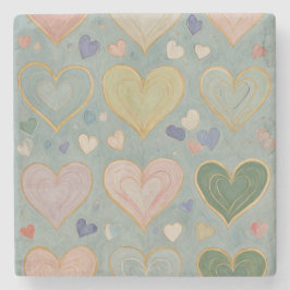 Pastel Heart Tapestry Steinuntersetzer