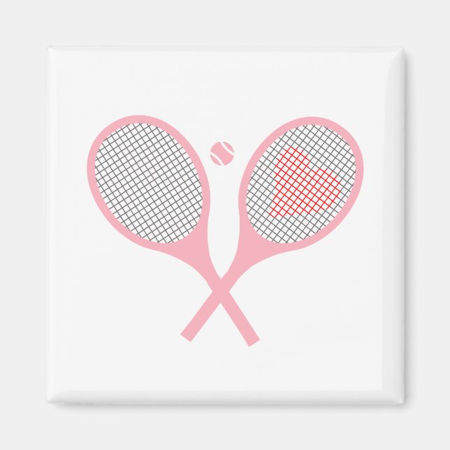 Pastel Heart Tennis Player Racquets Ball Design Magnet (Vorne)