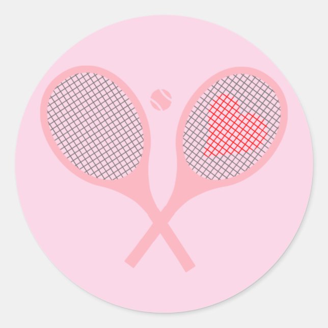 Pastel Heart Tennis Player Racquets Ball Design Runder Aufkleber (Vorderseite)