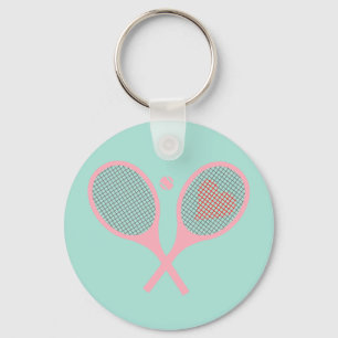 Pastel Heart Tennis Player Racquets Ball Design Schlüsselanhänger