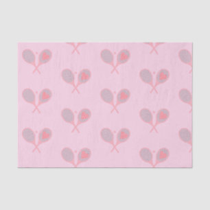 Pastel Heart Tennis Player Racquets Ball Design Seidenpapier