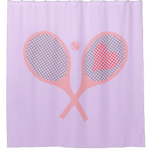 Pastel Heart Tennis Player Racquets Ball Lilac Duschvorhang