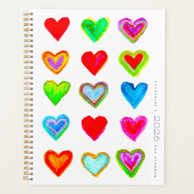 Pastel Hearts 2026 Day Planner Planer (Vorderseite)