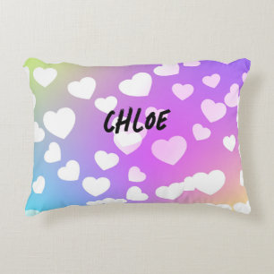 Pastel Hearts Accent Coussin Personnalisé.
