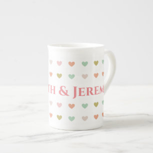 Pastel Hearts Design zum Personalisieren Prozellantasse
