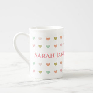 Pastel Hearts Design zum Personalisieren Prozellantasse