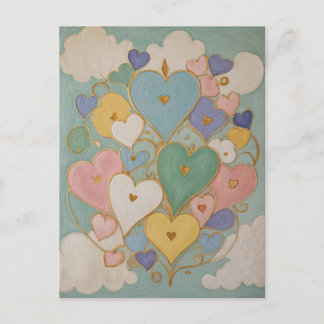 Pastel Hearts Einladungspostkarte