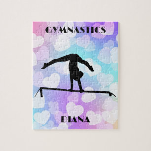 Pastel Hearts GYMNASTICS PUZZLE Personalisiert