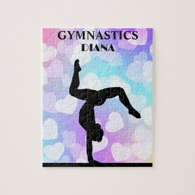 Pastel Hearts GYMNASTICS PUZZLE Personnalisé (Vertical)
