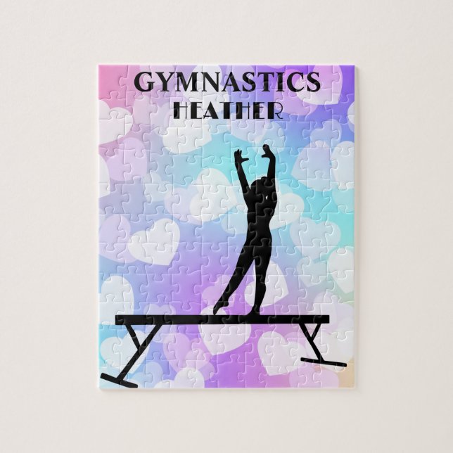 Pastel Hearts GYMNASTICS PUZZLE Personnalisé (Vertical)
