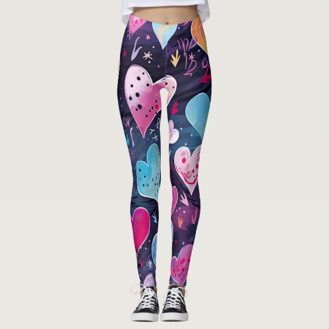 Pastel Hearts Leggings (Vorderseite)