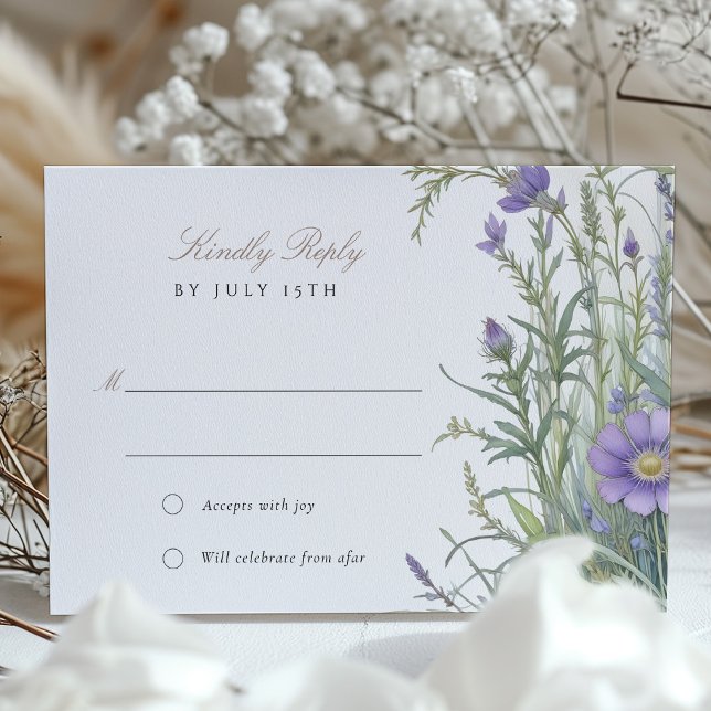 Pastel Herbal Garden Wedding Carte RSVP (Créateur téléchargé)