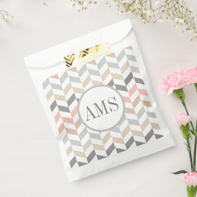 Pastel Herringbone Monogramm Geschenktütchen (Versiegelt)
