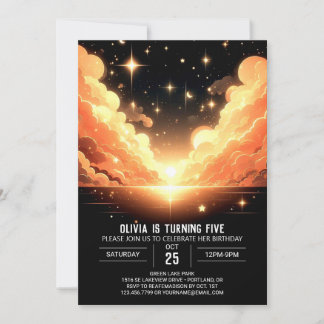 Pastel Himmlisch Celestial Digital Geburtstag Einladung