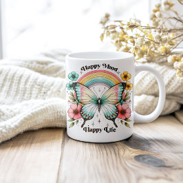 Pastel Hippie "Happy Mind Happy Life" Kaffeetasse