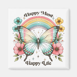 Pastel Hippie "Happy Mind Happy Life" Magnet