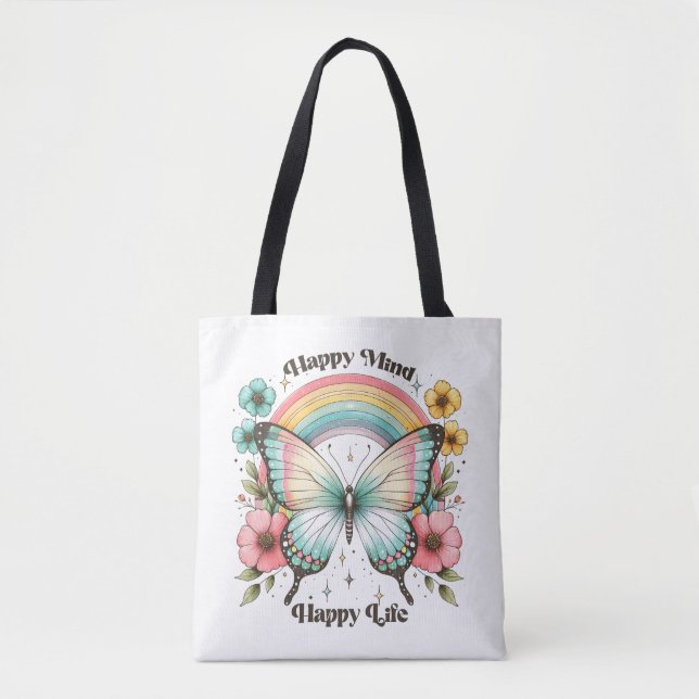 Pastel Hippie "Happy Mind Happy Life" Tasche (Vorderseite)