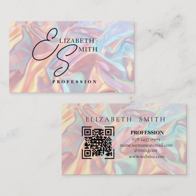 Pastel Holographic Business Card Visitenkarte (Vorne/Hinten)