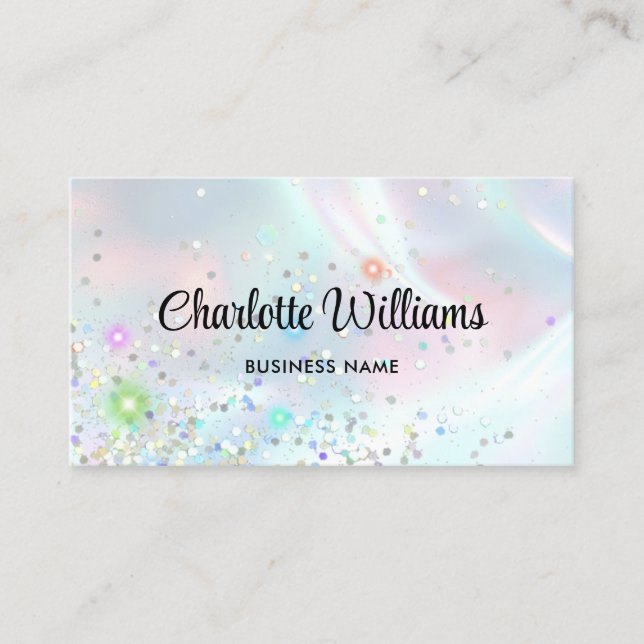 Pastel Holographic Elegante Glitzer Iridescent Visitenkarte (Vorderseite)