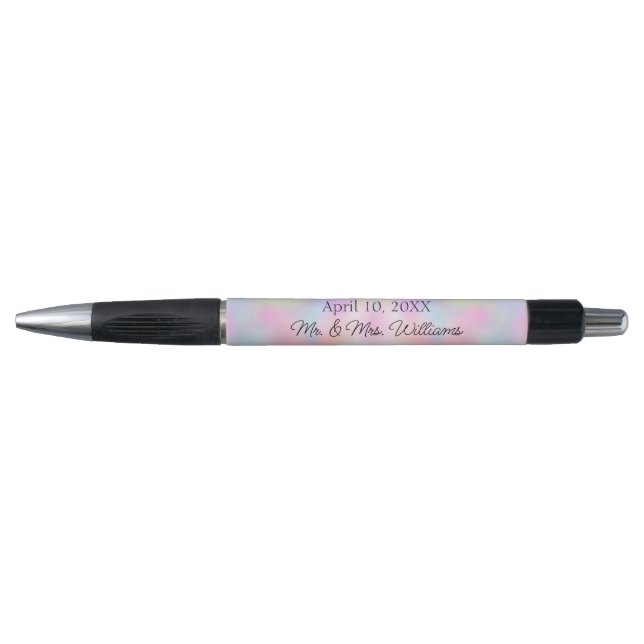 Pastel Holographic Glitzer Personalisiert Wedding Kugelschreiber (Vorderseite)