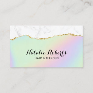 Pastel Holographic Gold-Marmor Beauty Salon Visitenkarte