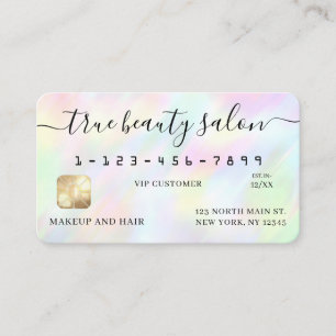 Pastel Holographic Rainbow Signature Credit Card Visitenkarte