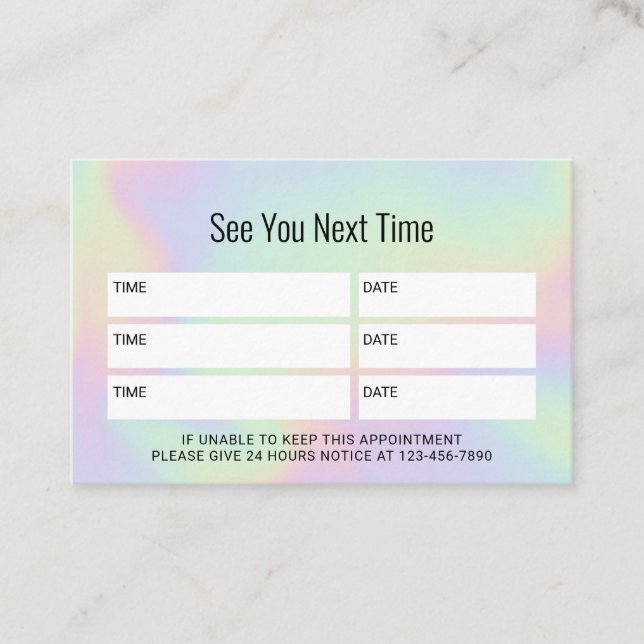 Pastel Holographic Salon Wellness-Center Zahnliche Terminkarte (Vorderseite)