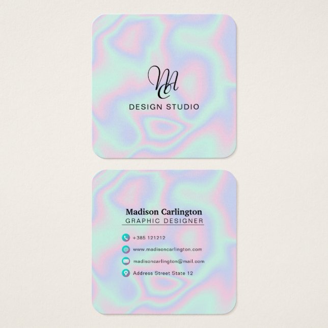 Pastel Holographic Texture Carte de visite (Devant & derrière)