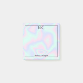 Pastel Holographic Texture Monogram Initials Post-it Klebezettel