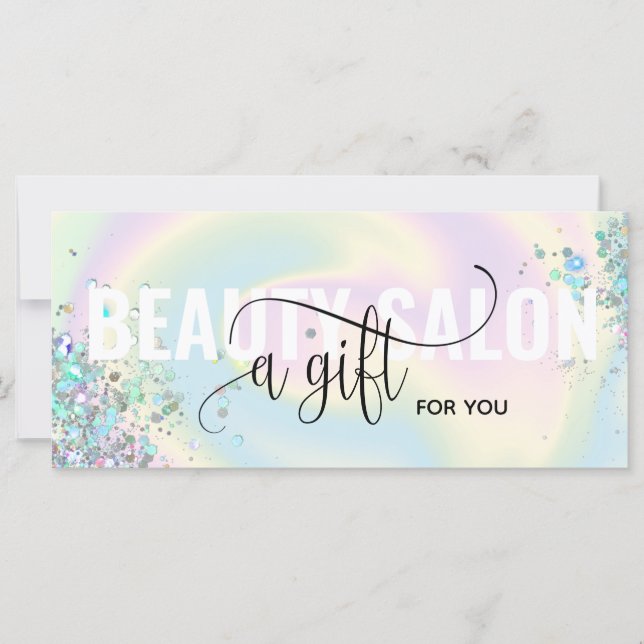 Pastel Holographic Unicorn Moderne Geschenkkarte (Vorderseite)