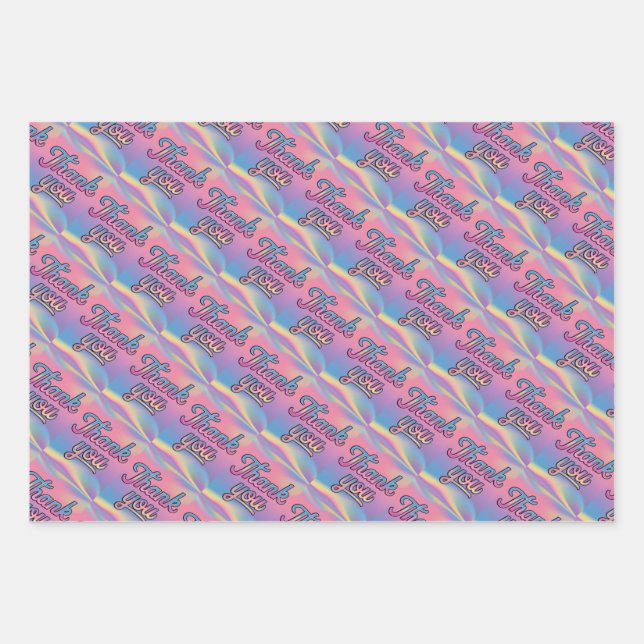 Pastel Holographic Vielen Dank, dass Sie Script Wr Geschenkpapier Set (Vorderseite)