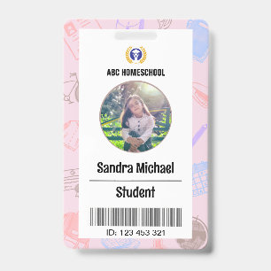 Pastel Homeschool Student ID Card mit Foto & Bar Ausweis